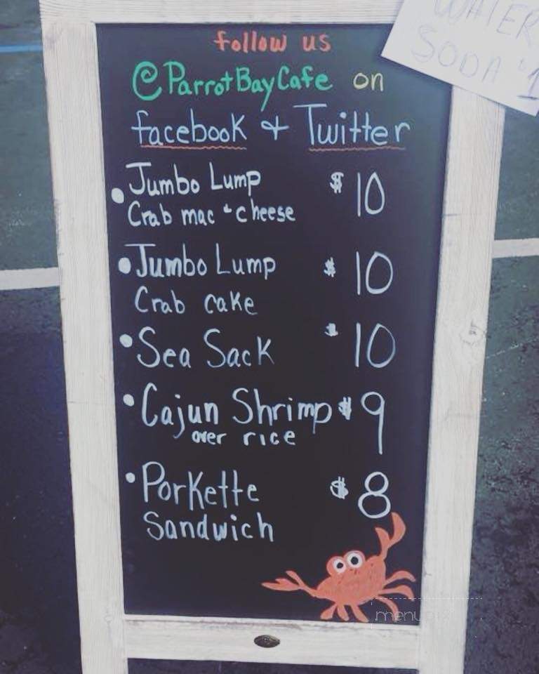 Parrot Bay Cafe - Johnstown, PA menu_pic