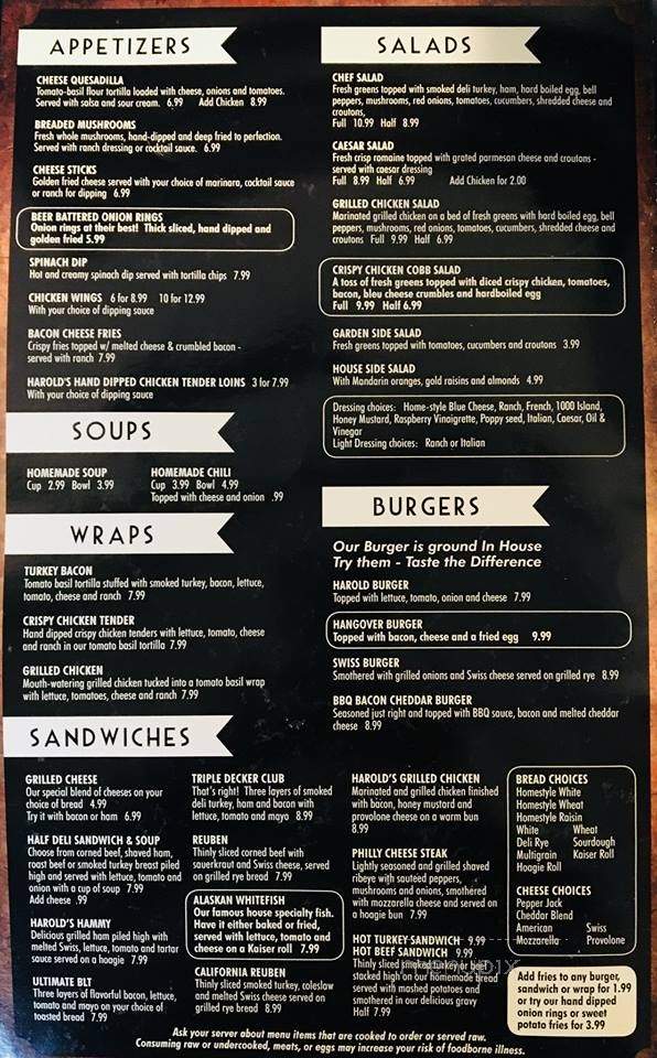 Harold's Place - Brooklyn, MI menu_pic