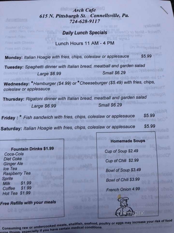 Arch Cafe - Connellsville, PA menu_pic