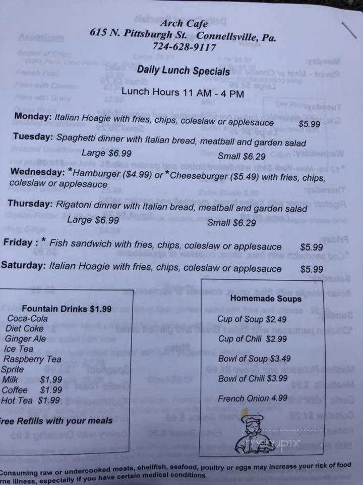 Arch Cafe - Connellsville, PA menu_pic