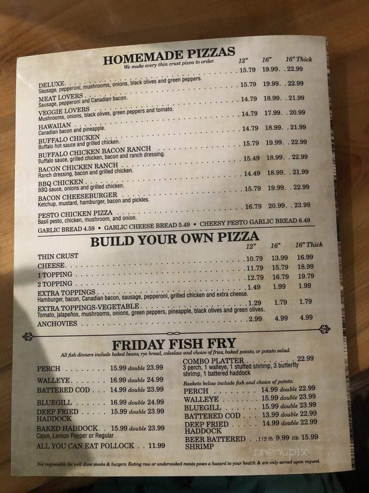 Heritage Inn - Wausaukee, WI menu_pic