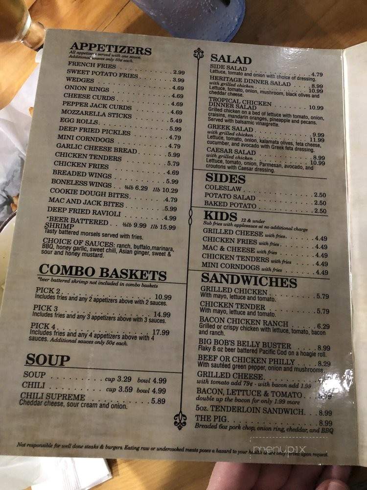 Heritage Inn - Wausaukee, WI menu_pic