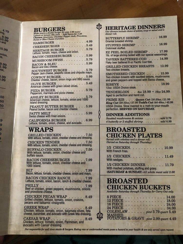 Heritage Inn - Wausaukee, WI menu_pic
