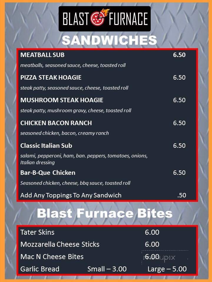Blast Furnace Pizza - Middletown, OH menu_pic