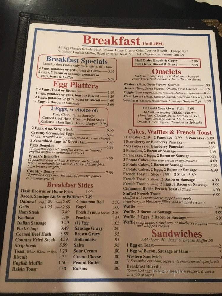 Frank's Diner - Hudson, FL menu_pic
