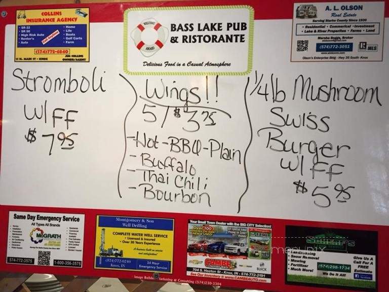 Bass Lake Pub Ristorante - Knox, IN menu_pic