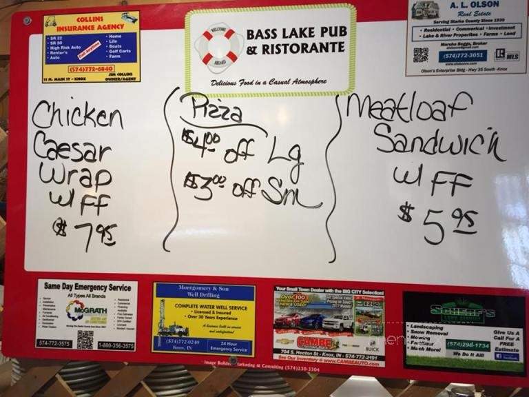 Bass Lake Pub Ristorante - Knox, IN menu_pic