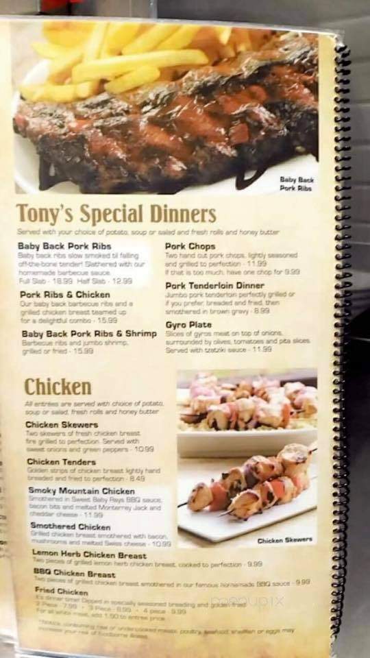Tony's Grill - Rochester, IN menu_pic