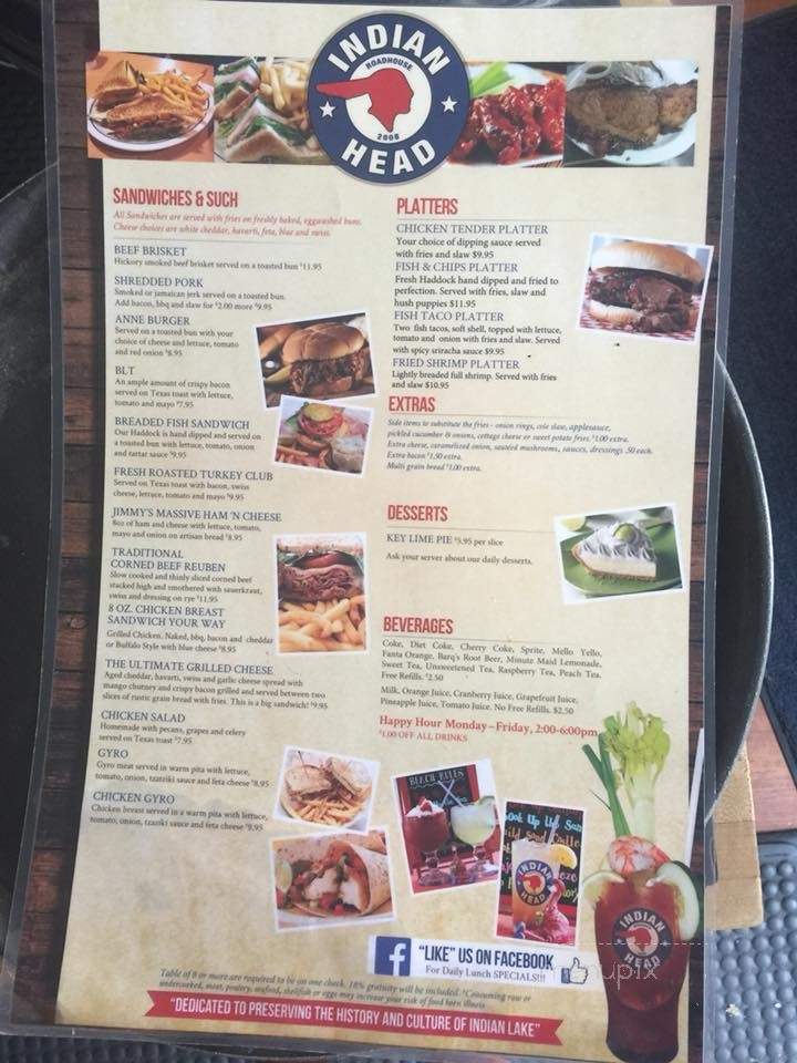 Indian Head Roadhouse - Russells Point, OH menu_pic