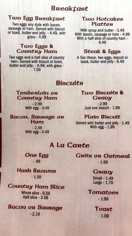 Oh Henry's - Rogersville, TN menu_pic