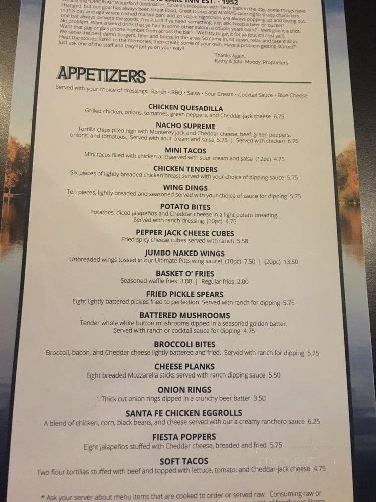Pontiac Lake Inn - Waterford, MI menu_pic