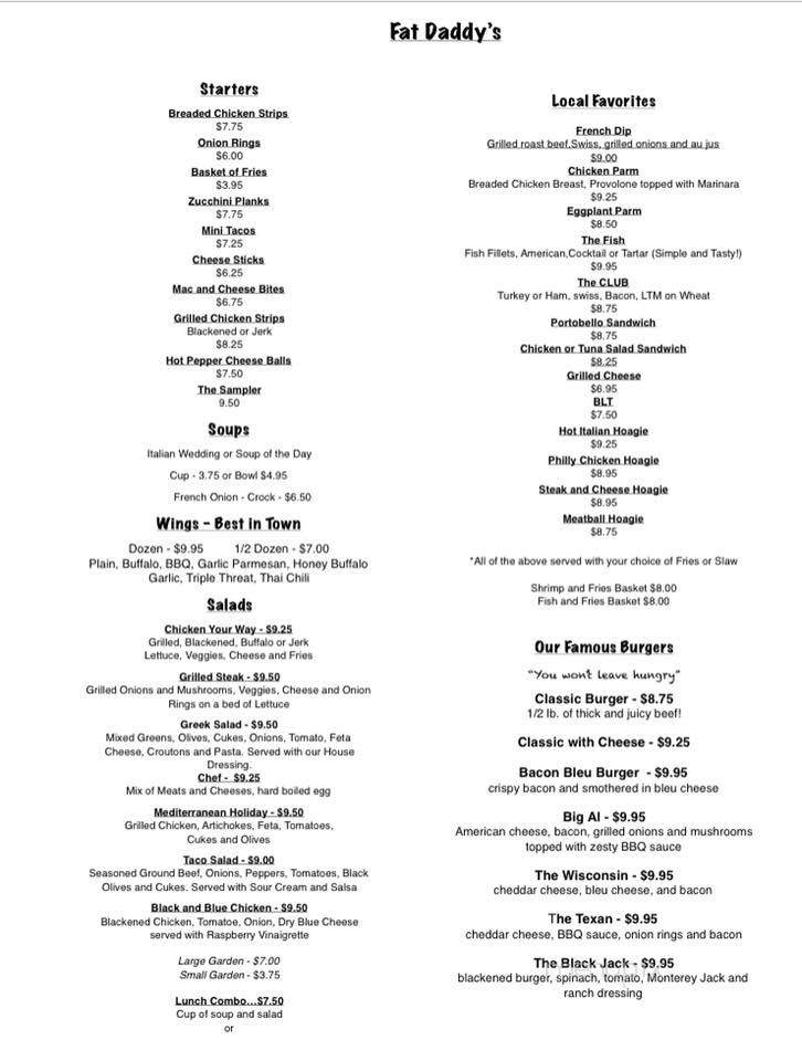 Fat Daddy's Place - Ligonier, PA menu_pic