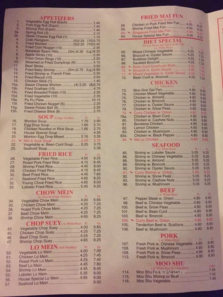 Red Flower Chinese Restaurant - Richlands, VA menu_pic