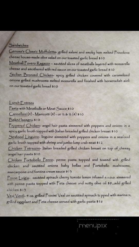 Genusa's Italian Restaurant - Monroe, LA menu_pic
