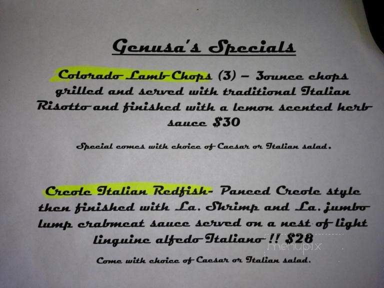 Genusa's Italian Restaurant - Monroe, LA menu_pic