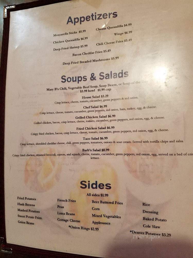 Mary B's - Parkersburg, WV menu_pic