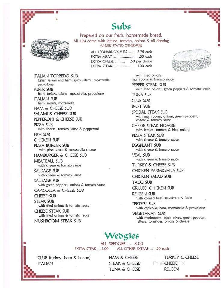 Leonardo's Restaurant - Franklin, PA menu_pic