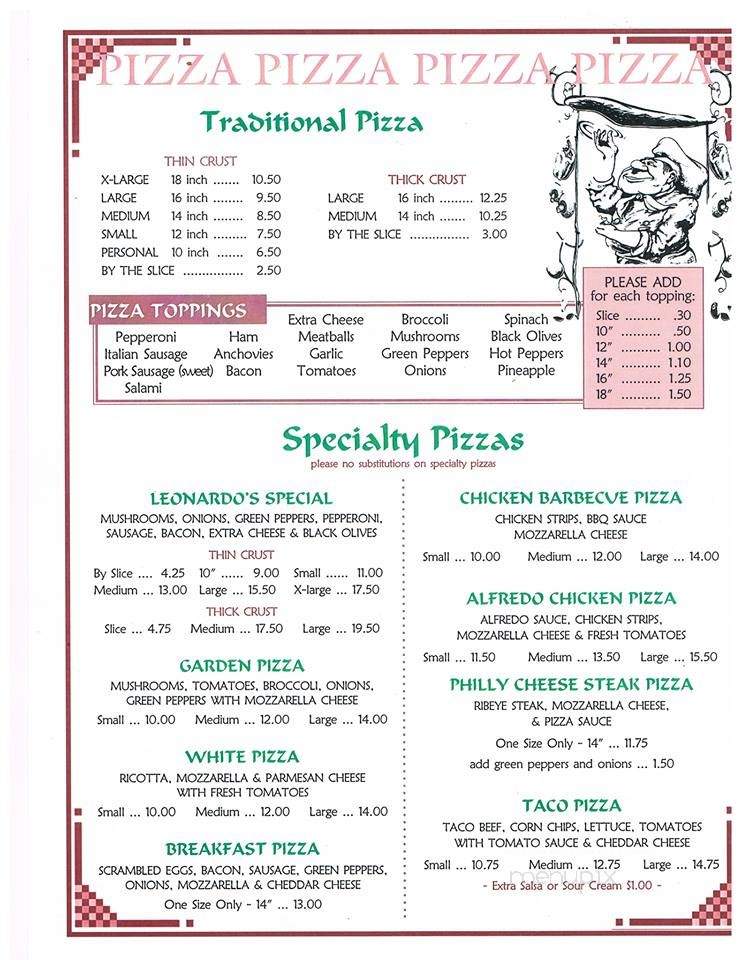 Leonardo's Restaurant - Franklin, PA menu_pic