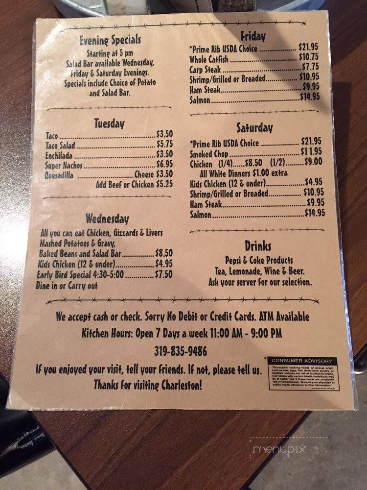 Charleston Board of Trade - Donnellson, IA menu_pic