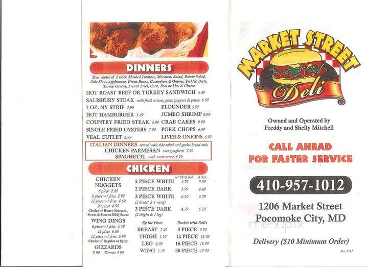 Market Street Deli - Pocomoke City, MD menu_pic