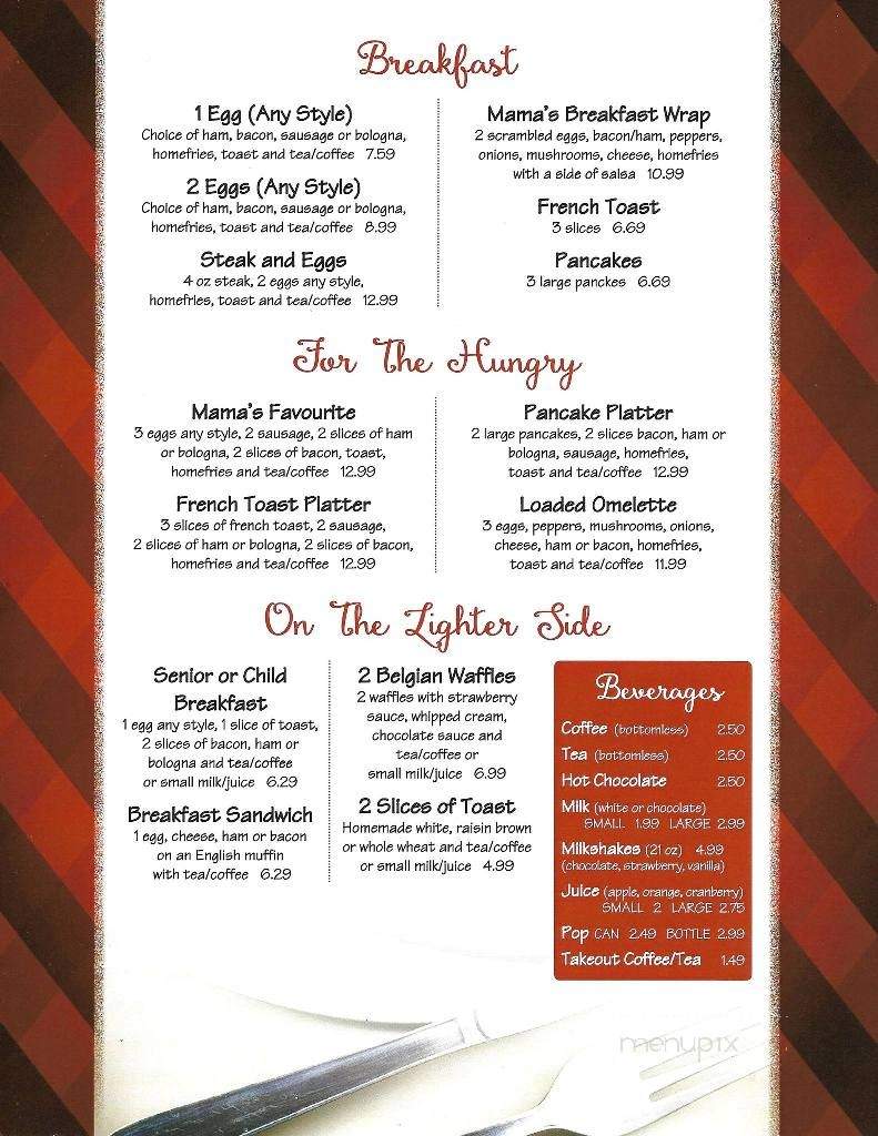 Mama George's Restaurant & Takeout - Norton, NB menu_pic