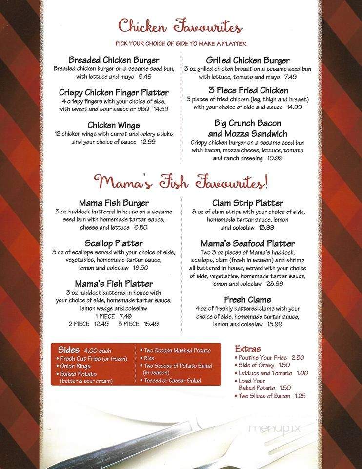 Mama George's Restaurant & Takeout - Norton, NB menu_pic