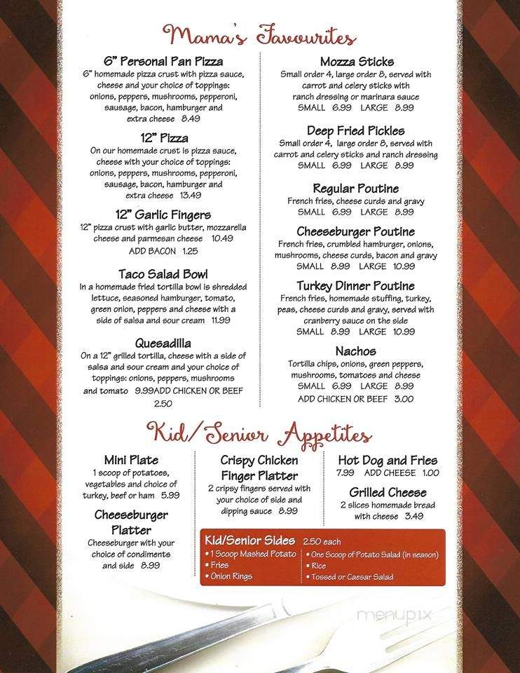Mama George's Restaurant & Takeout - Norton, NB menu_pic
