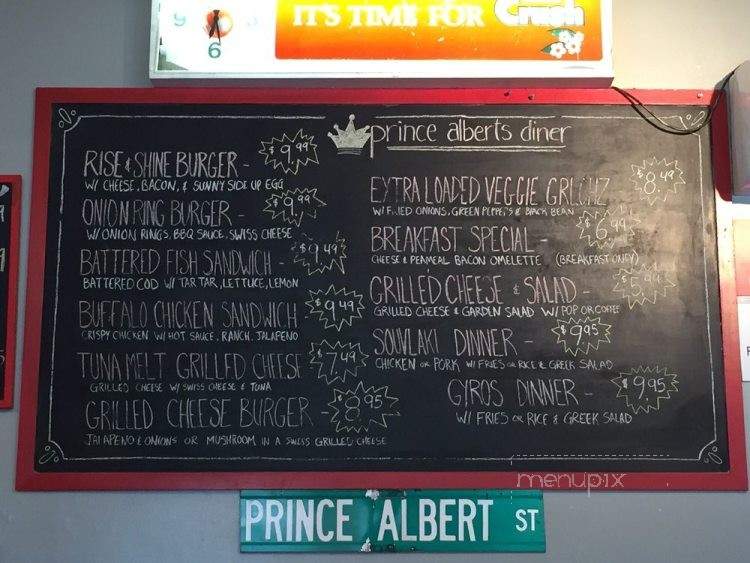 Menu of Prince Albert's Diner in London, ON N6A 3G2