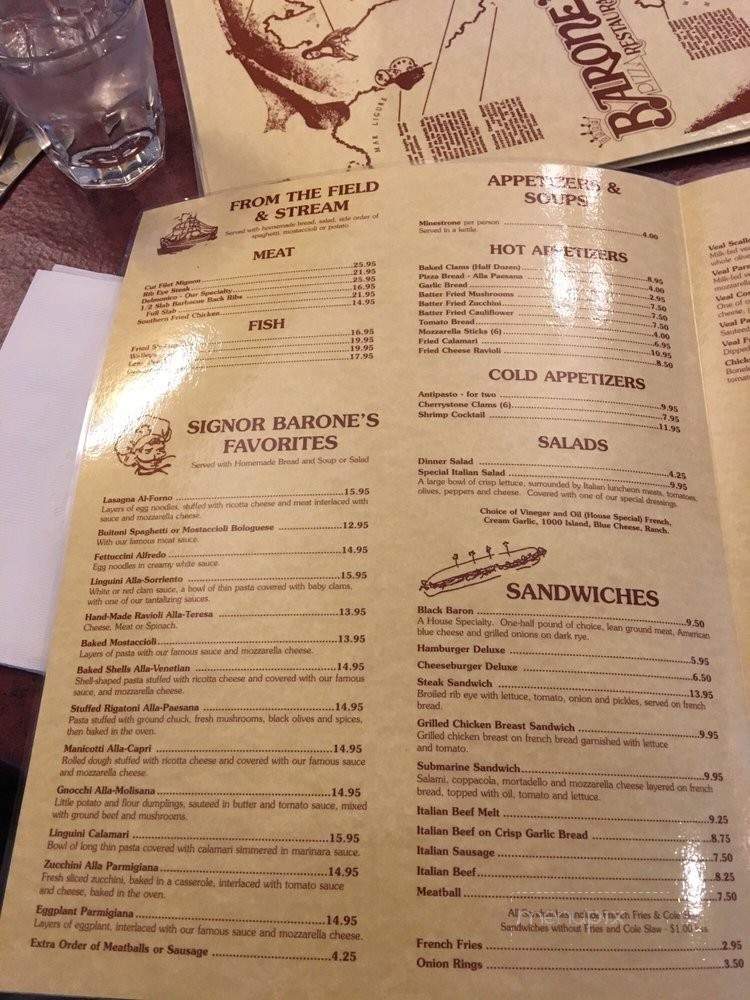 Barone's Family Style Restaurant - Crestwood, IL menu_pic