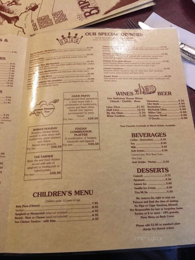 Barone's Family Style Restaurant - Crestwood, IL menu_pic