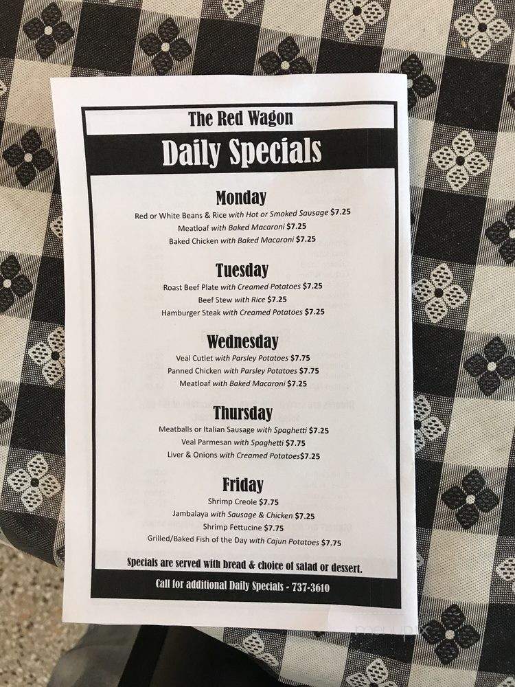 Menu of Red Wagon in Harahan, LA 70123