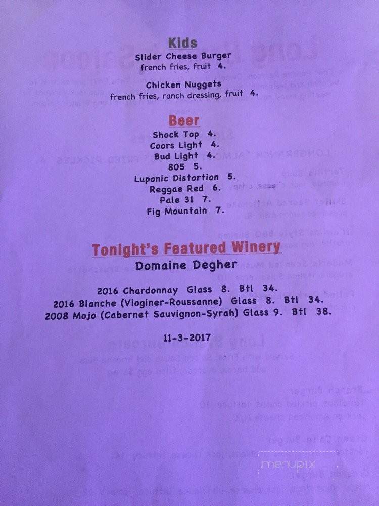 Longbranch Saloon - Creston, CA menu_pic