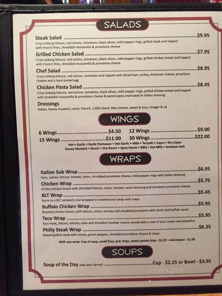 Menu of Grandview Tavern in Lake Milton, OH 44429
