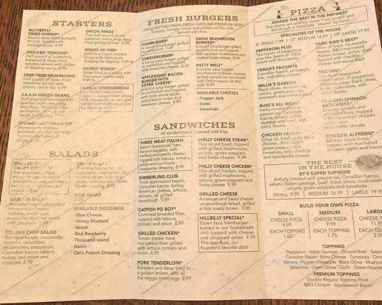 R T's Family Restaurant - Kimberling City, MO menu_pic
