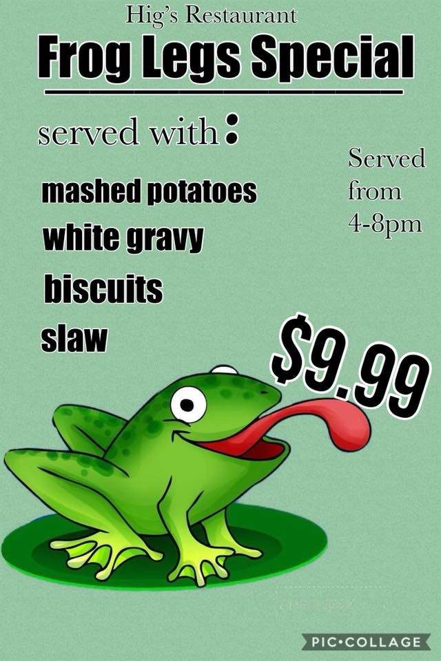 Hig's Restaurant - Milan, TN menu_pic