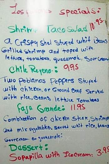 Los Patrones - Kilmarnock, VA menu_pic