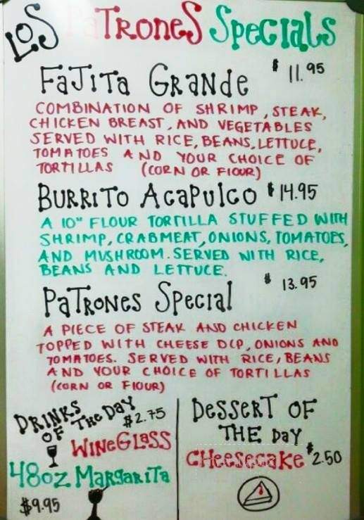Los Patrones - Kilmarnock, VA menu_pic