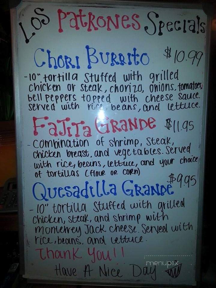 Los Patrones - Kilmarnock, VA menu_pic