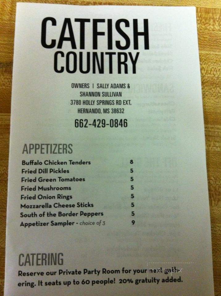 Catfish Country - Hernando, MS menu_pic