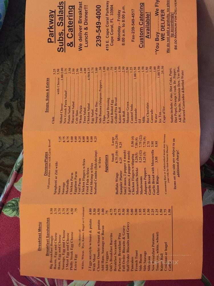 Parkway Subs & Salads - Cape Coral, FL menu_pic