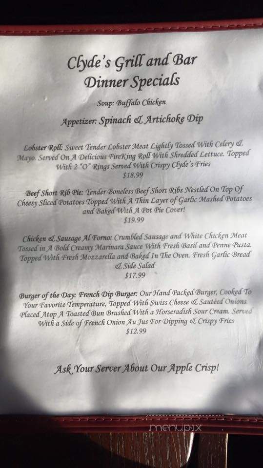 Clyde's Roadhouse Bar & Grille - Walpole, MA menu_pic