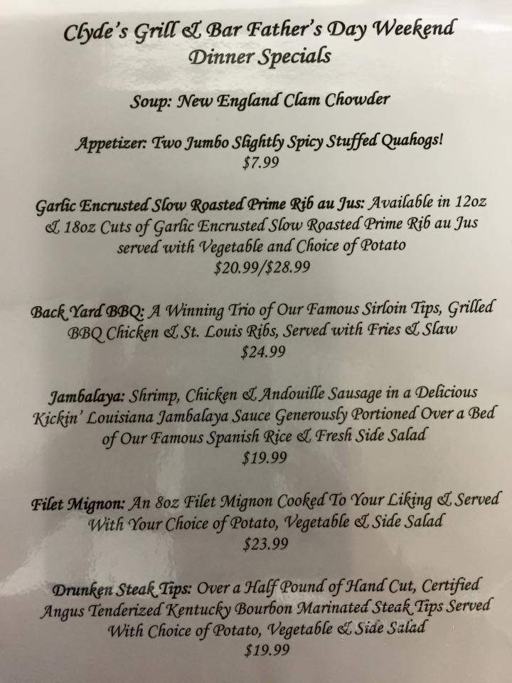 Clyde's Roadhouse Bar & Grille - Walpole, MA menu_pic