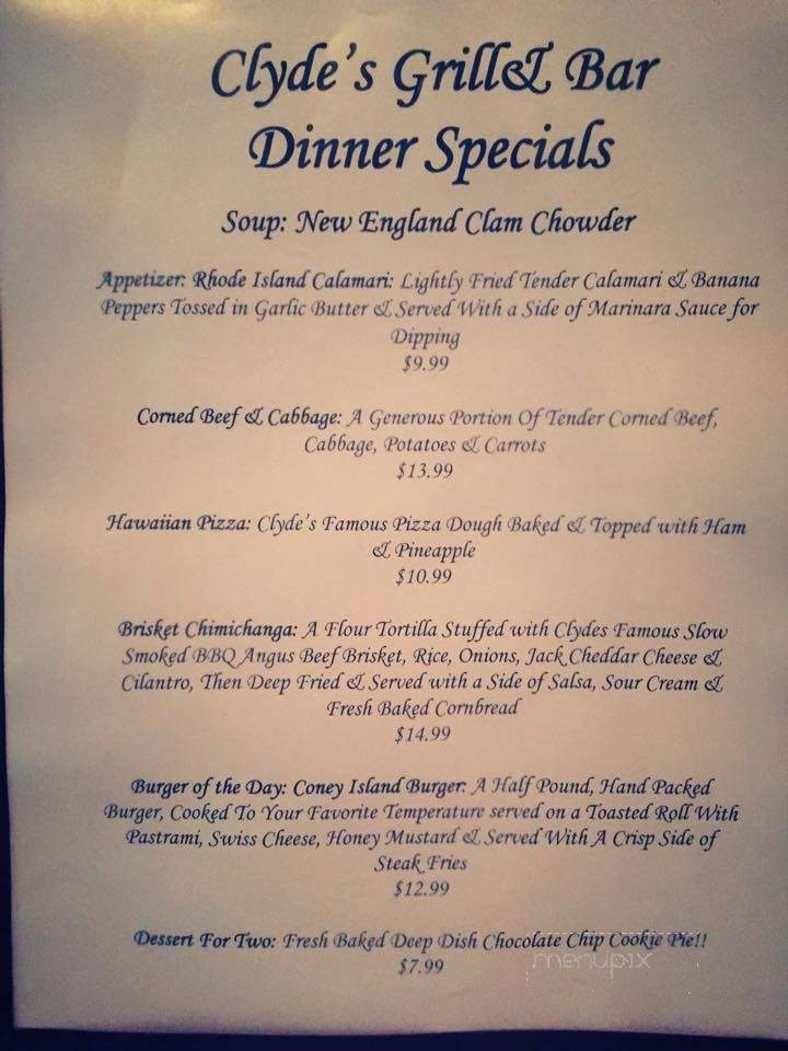 Clyde's Roadhouse Bar & Grille - Walpole, MA menu_pic