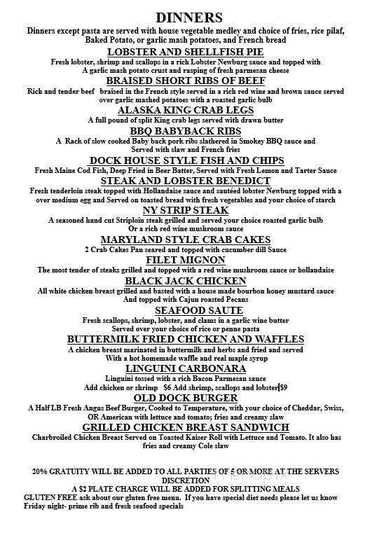 Old Dock House & Marina - Essex, NY menu_pic