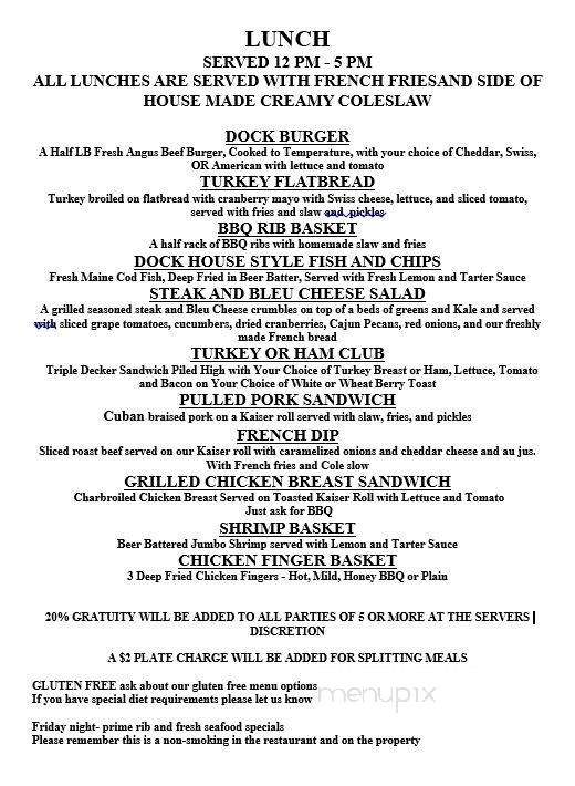 Old Dock House & Marina - Essex, NY menu_pic