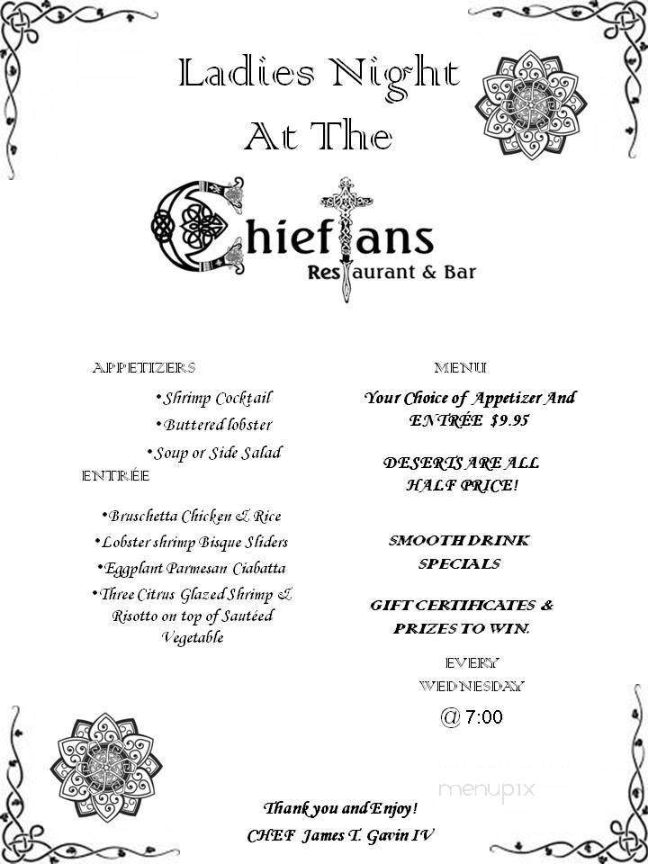 Chieftans Restaurant & Bar - Cobleskill, NY menu_pic
