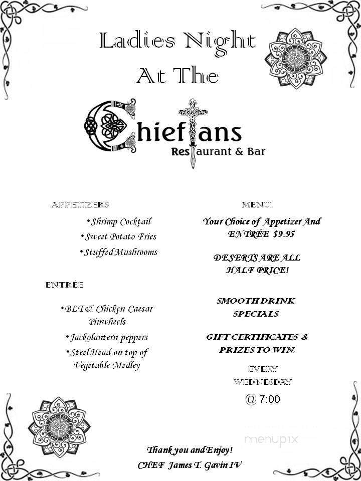 Chieftans Restaurant & Bar - Cobleskill, NY menu_pic