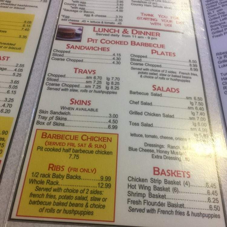 Speedy Lohr's BBQ - Lexington, NC menu_pic