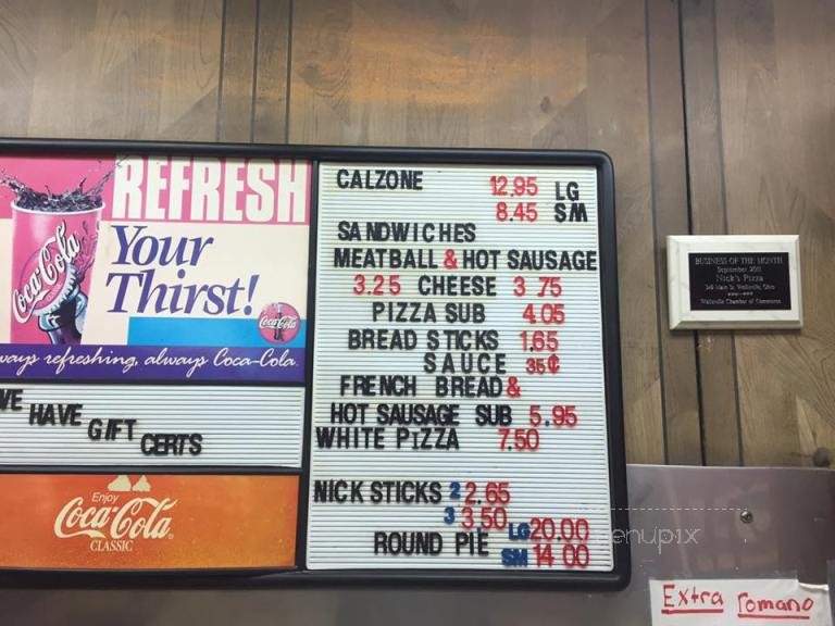 Nick's Pizza - Wellsville, OH menu_pic