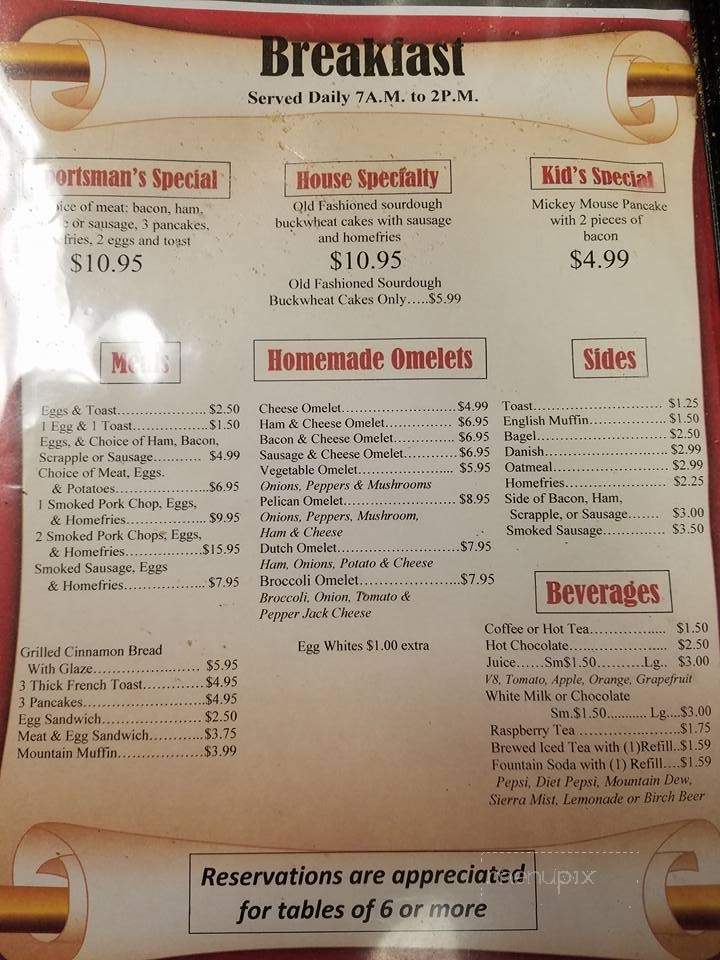 Brass Pelican Restaurant - Benton, PA menu_pic